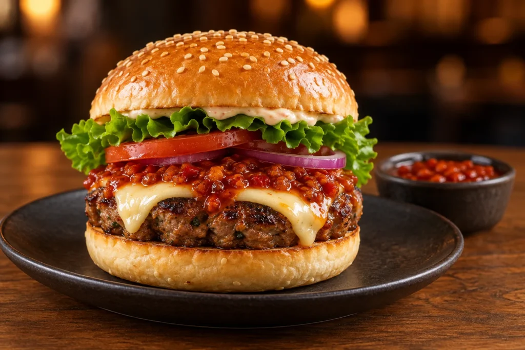 Schezwan-Lamb-Patty-Burger